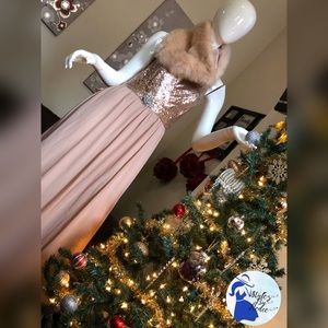 Blush Sequin Floor-length Dress